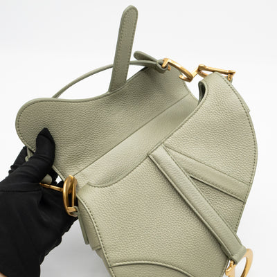 Mini Saddle Bag Light Green Leather