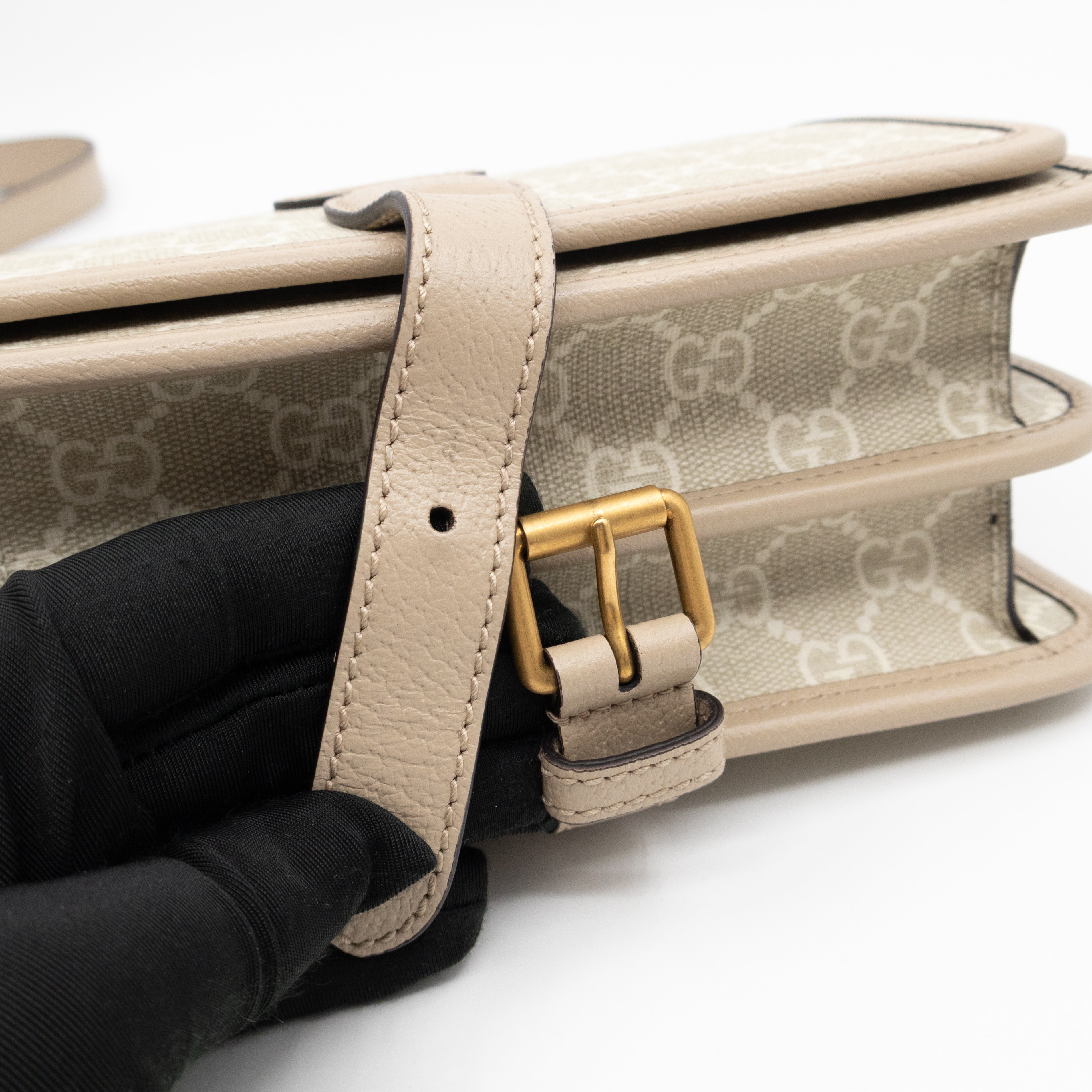 Mini Crossbody Bag Interlocking G Beige GG Supreme Canvas
