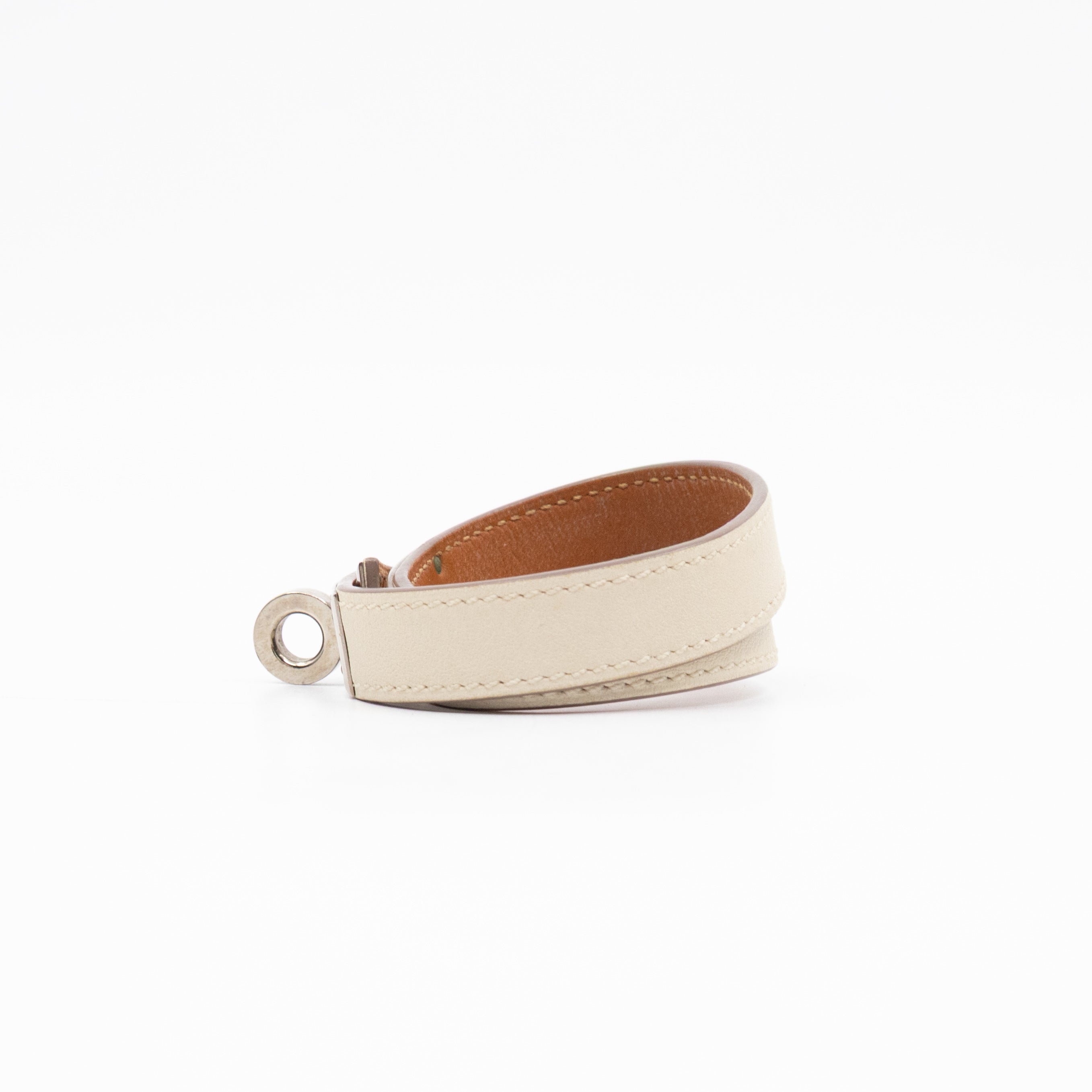 Kelly Double Tour Bracelet White Leather Silver