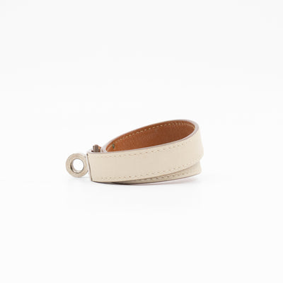 Kelly Double Tour Bracelet White Leather Silver