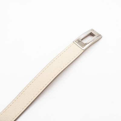 Kelly Double Tour Bracelet White Leather Silver
