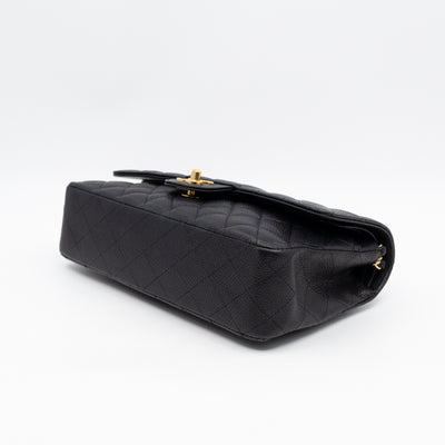 Classic Double Flap Medium Black Caviar Leather Gold