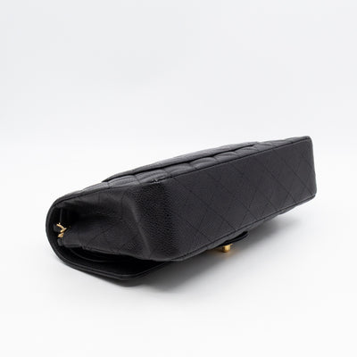 Classic Double Flap Medium Black Caviar Leather Gold