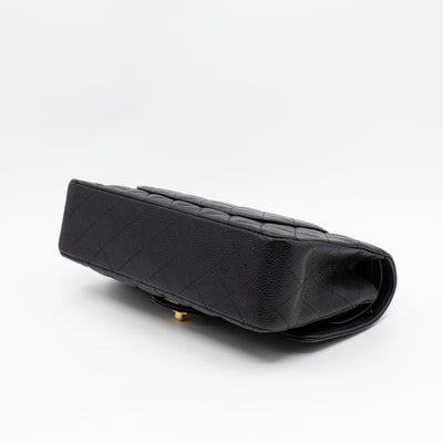 Classic Double Flap Medium Black Caviar Leather Gold