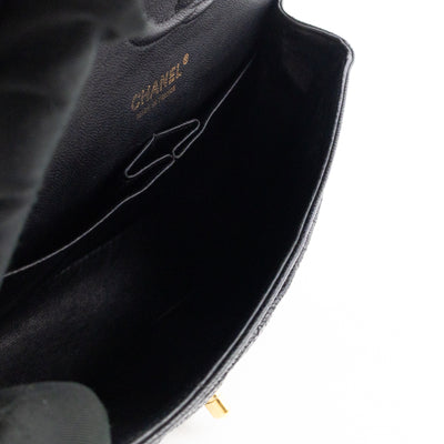 Classic Double Flap Medium Black Caviar Leather Gold