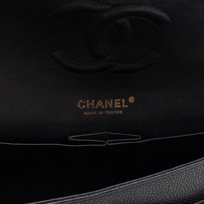 Classic Double Flap Medium Black Caviar Leather Gold