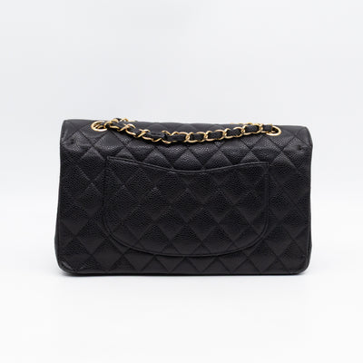 Classic Double Flap Medium Black Caviar Leather Gold