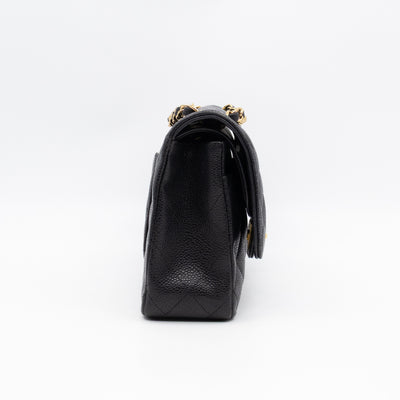 Classic Double Flap Medium Black Caviar Leather Gold