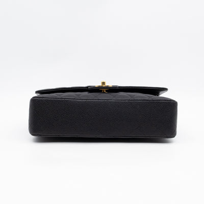 Classic Double Flap Medium Black Caviar Leather Gold