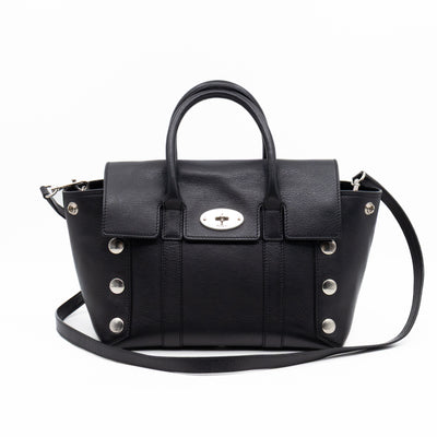 Small New Bayswater Studded Black Leather