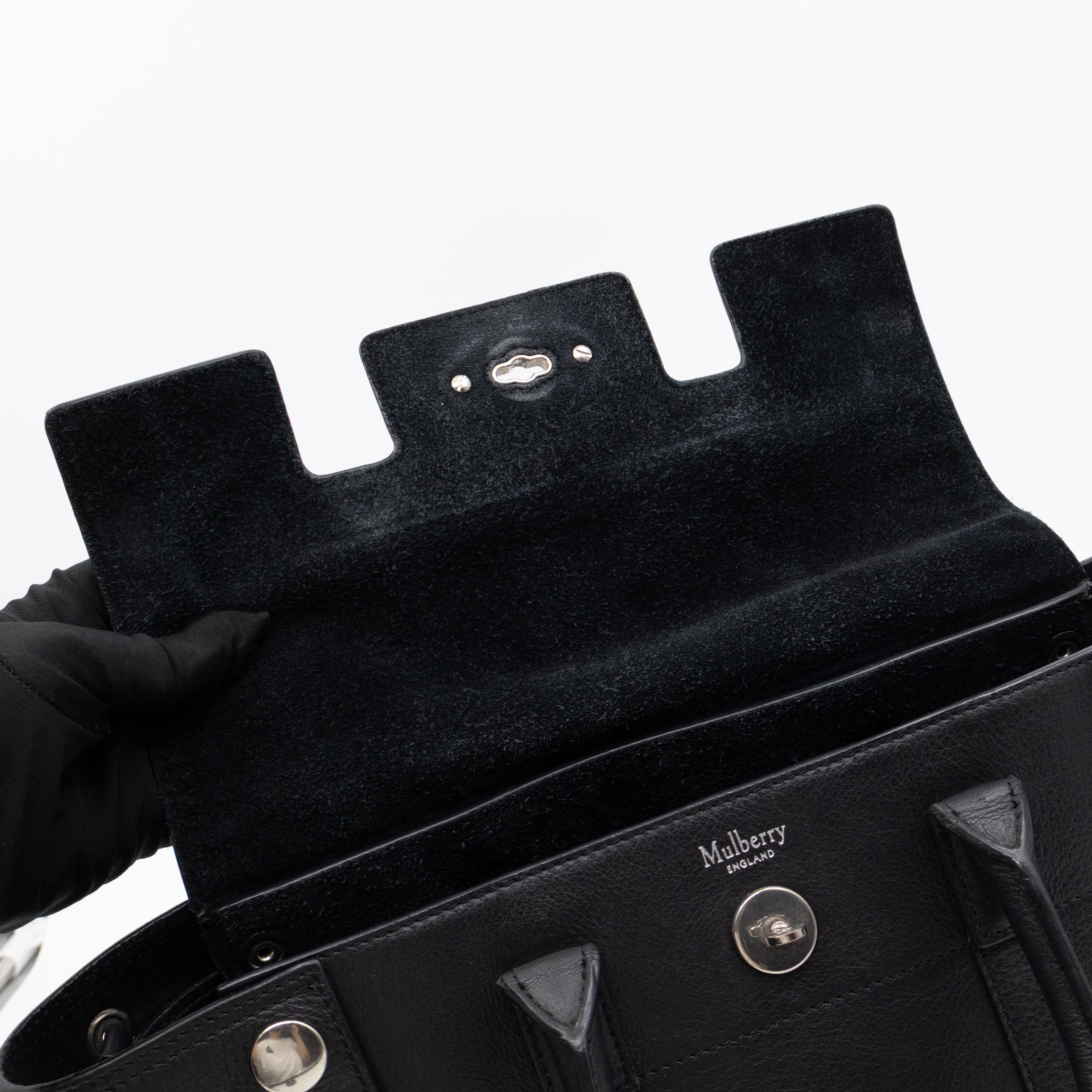 Small New Bayswater Studded Black Leather