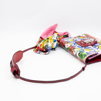 Lucia Twill Bag Majolica Print Leather & Pink Watersnake