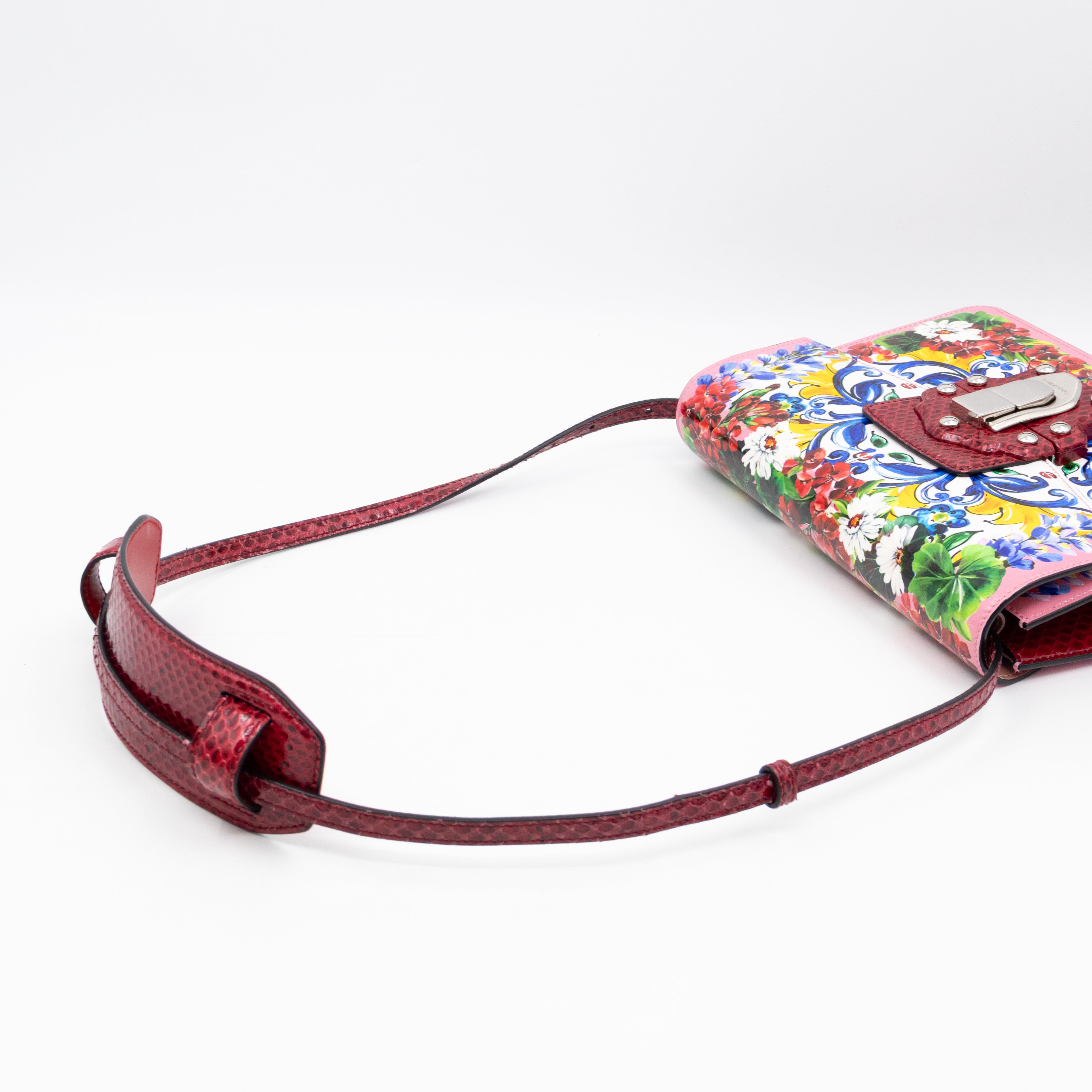 Lucia Twill Bag Majolica Print Leather & Pink Watersnake