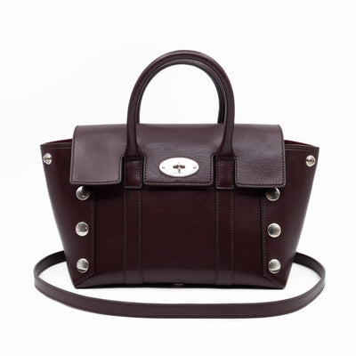 Small New Bayswater Studded Burgundy Leather