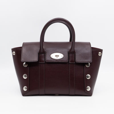 Small New Bayswater Studded Burgundy Leather