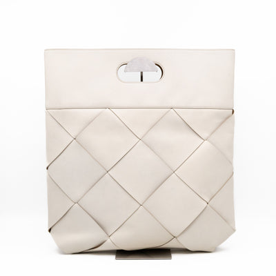Large Slip Tote White Maxi Intrecciato Leather