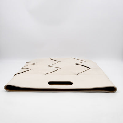 Large Slip Tote White Maxi Intrecciato Leather