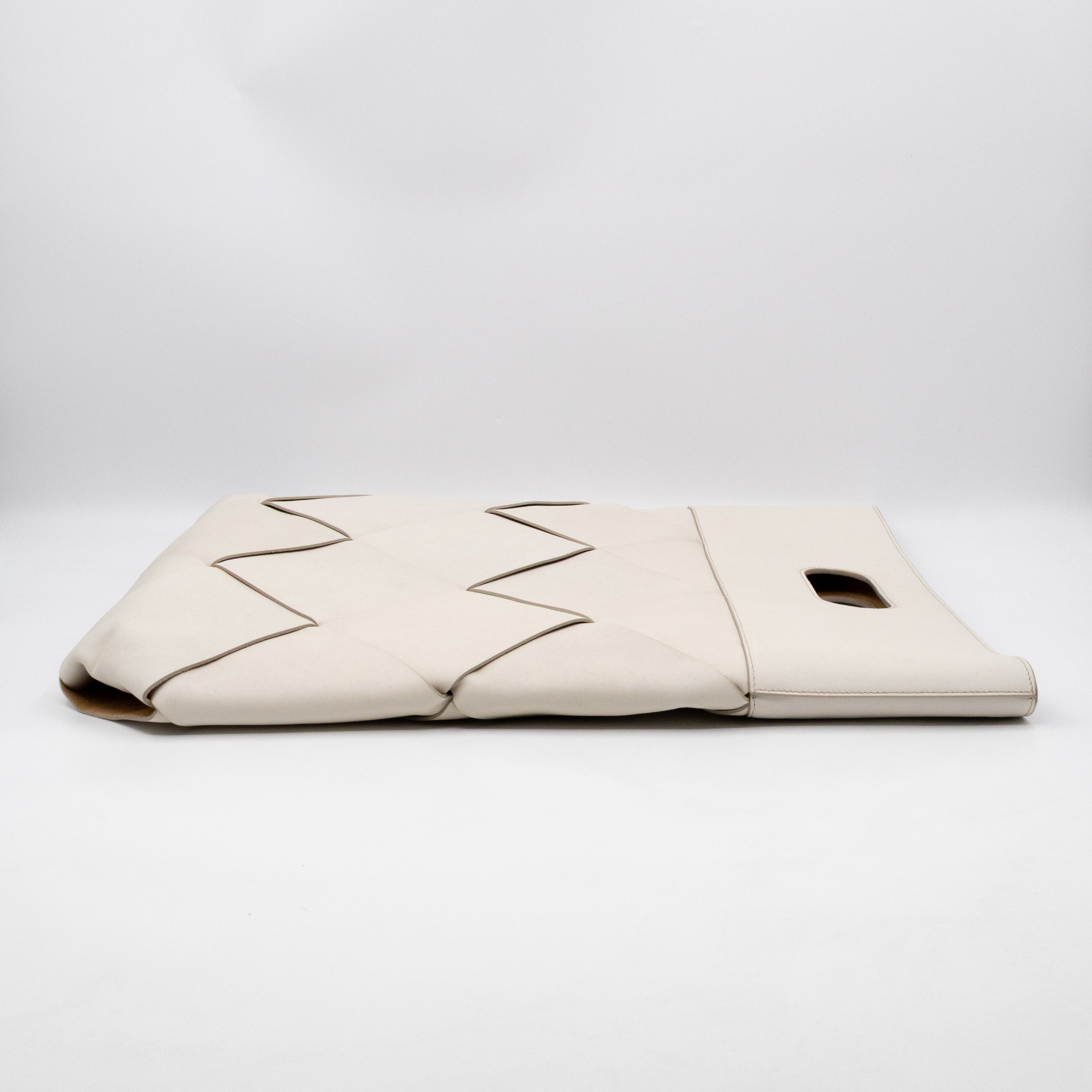 Large Slip Tote White Maxi Intrecciato Leather