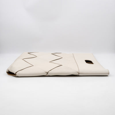 Large Slip Tote White Maxi Intrecciato Leather