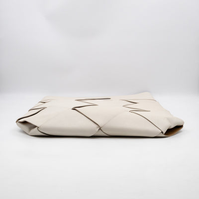 Large Slip Tote White Maxi Intrecciato Leather