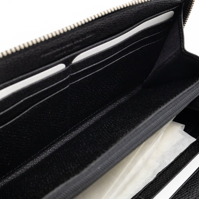 Long Zip Around Wallet Printed Black Leather