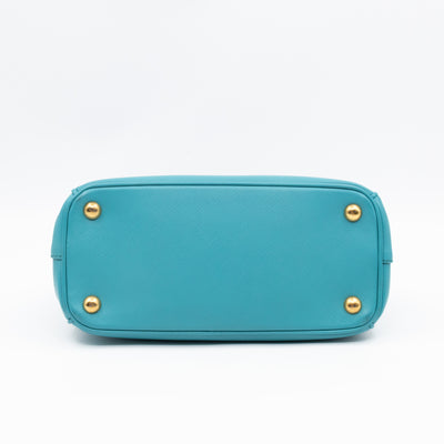 Galleria Mini Double Zip Turquoise Saffiano