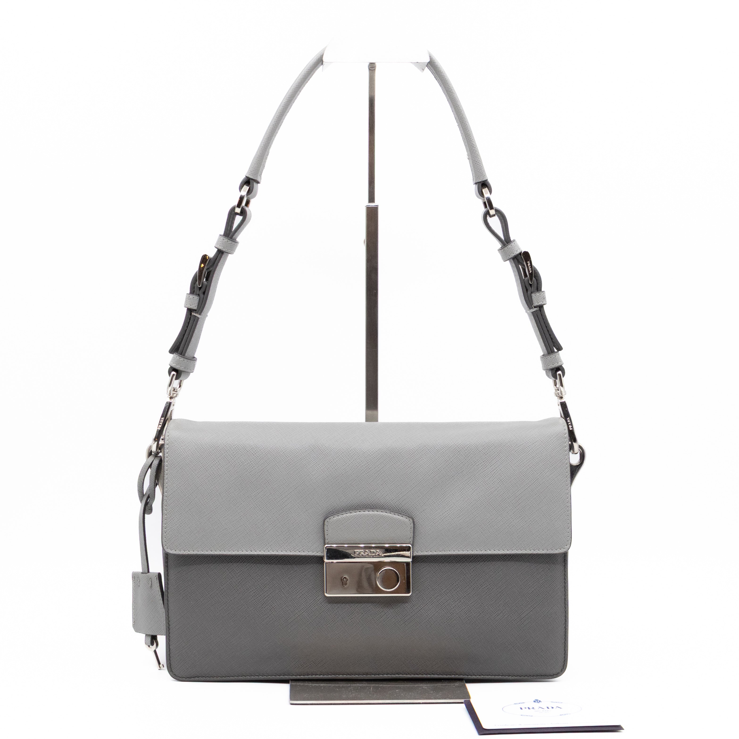 Sound Lock Shoulder Bag Marmo Soft Saffiano Leather