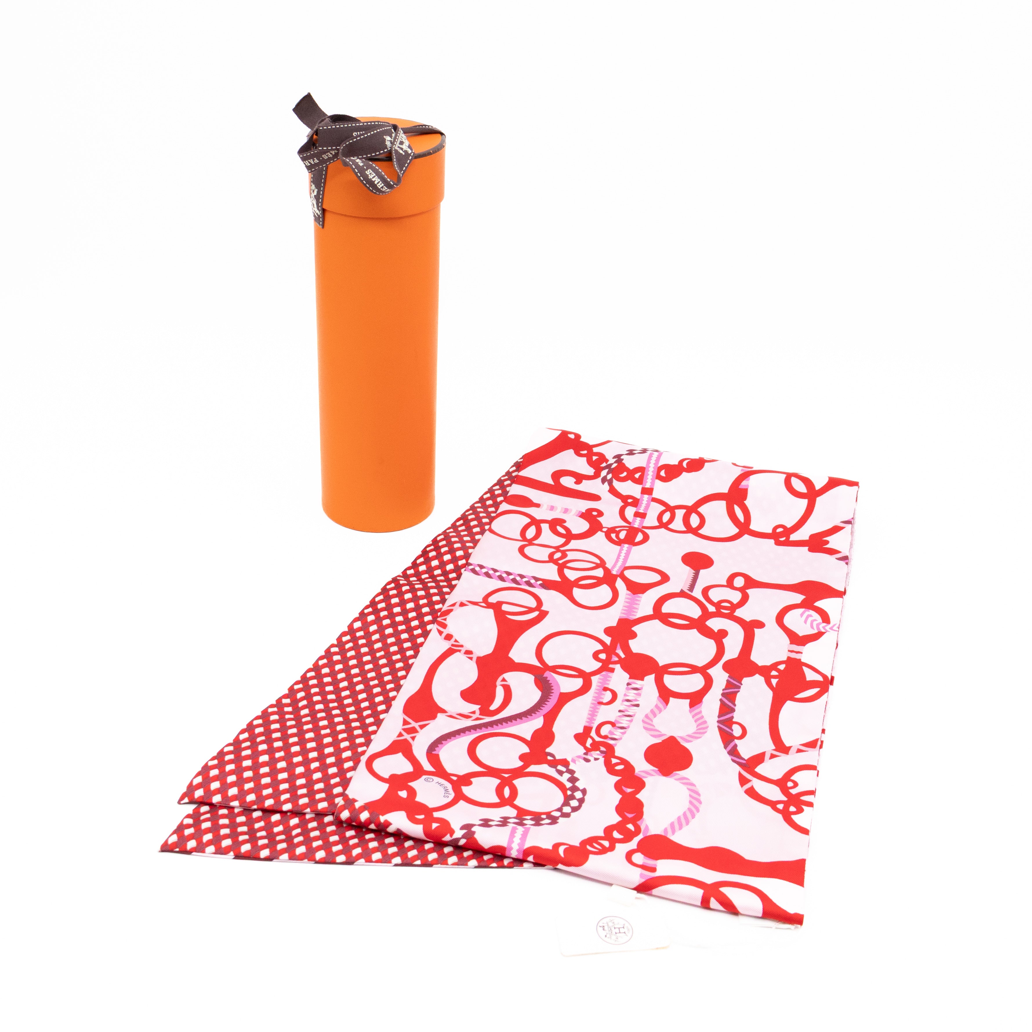 Maxi Twilly Scarf Cut 'Mors Et Tresses' Rose Rouge