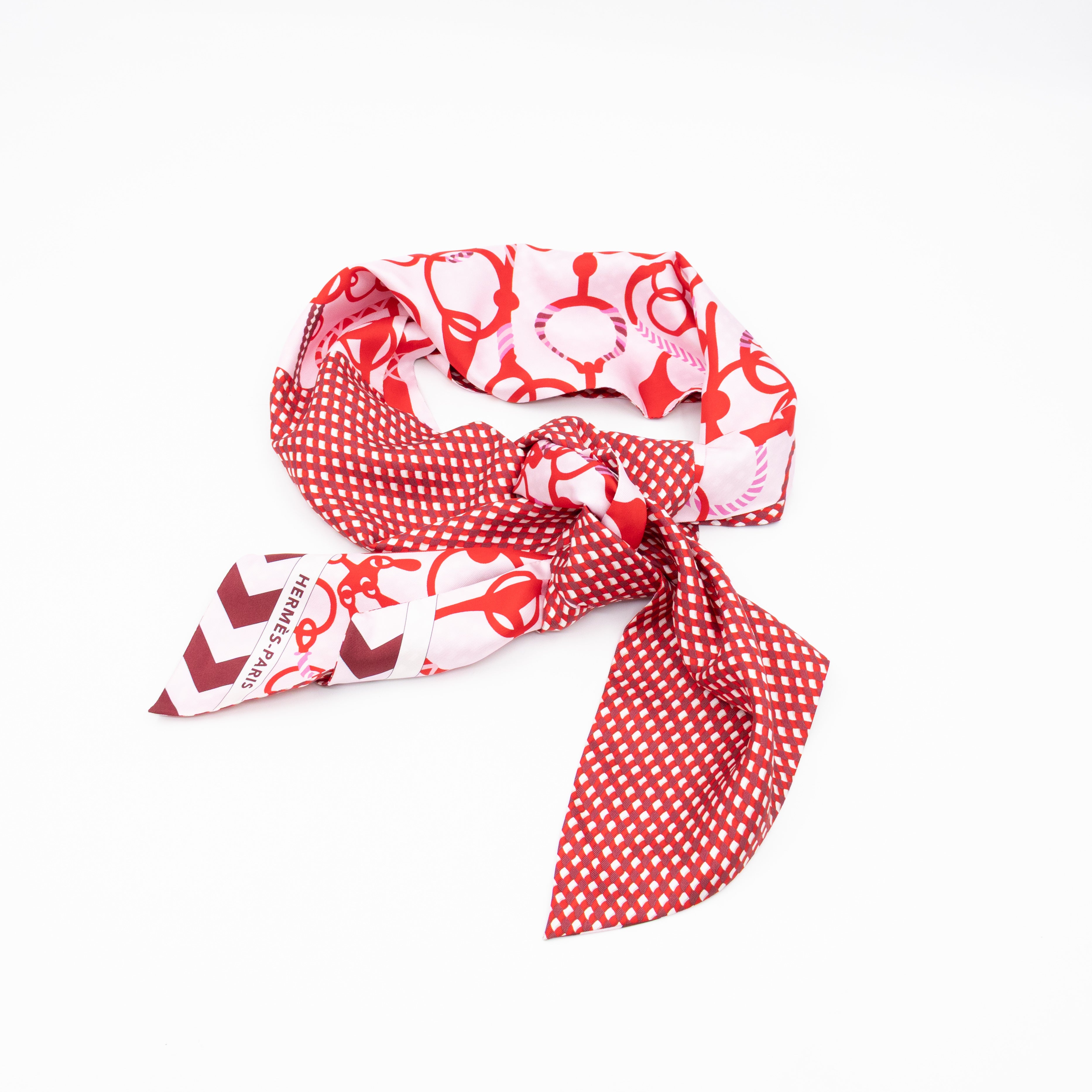 Maxi Twilly Scarf Cut 'Mors Et Tresses' Rose Rouge