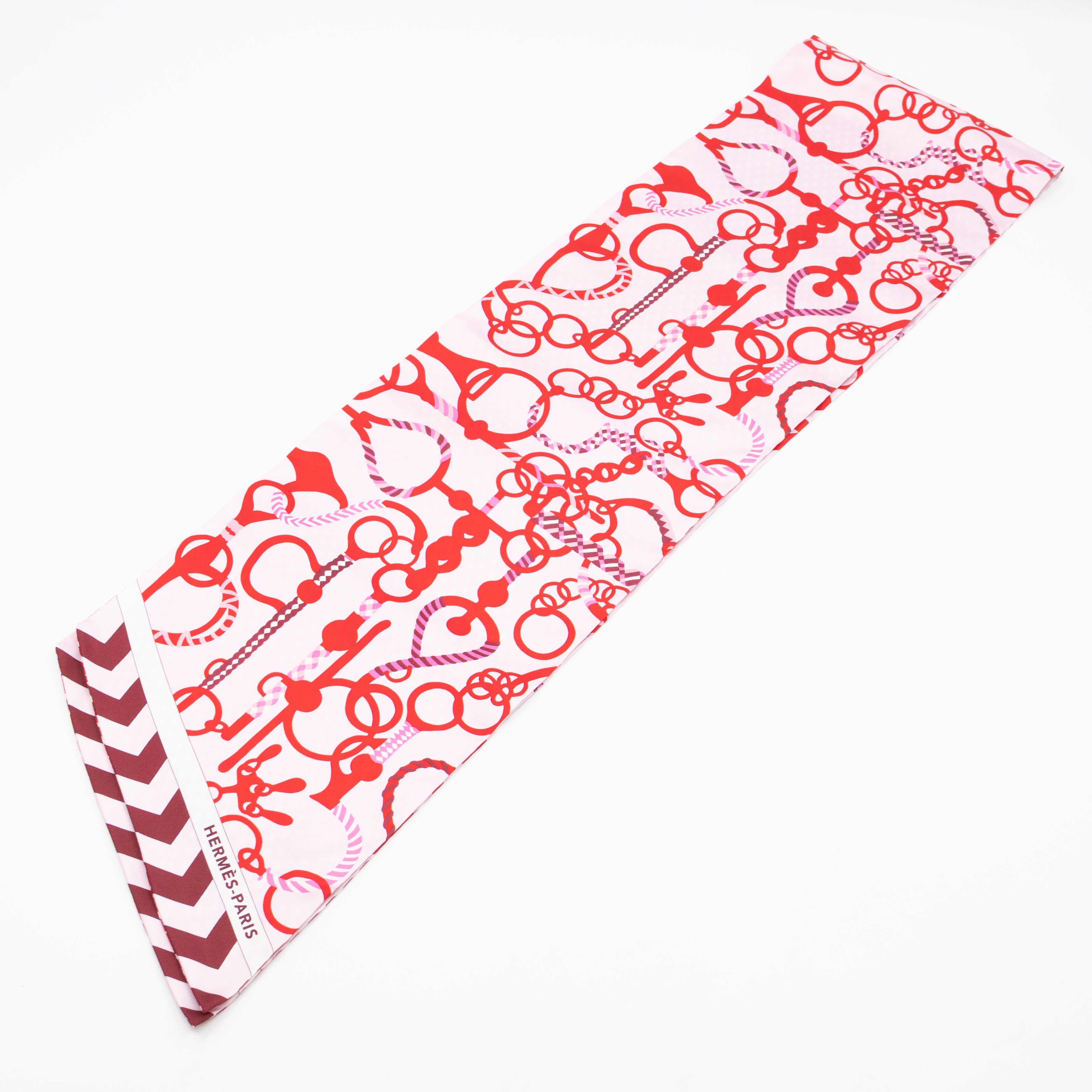 Maxi Twilly Scarf Cut 'Mors Et Tresses' Rose Rouge