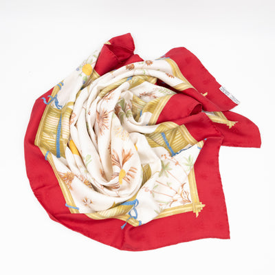 Silk Scarf 90 Herbier de Gavarnie Red & White