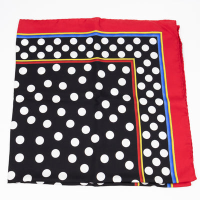 Silk Scarf 90 Polka Dots Black White Red