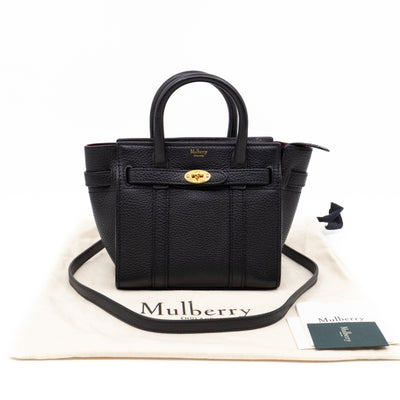 Micro Zipped Bayswater Black Leather