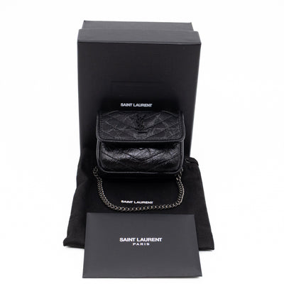 Niki Airpod Case Black Crinkled Leather