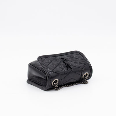 Niki Airpod Case Black Crinkled Leather