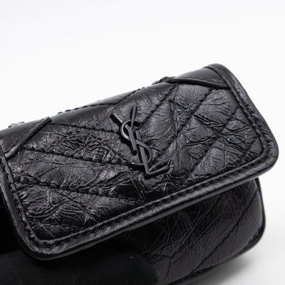 Niki Airpod Case Black Crinkled Leather