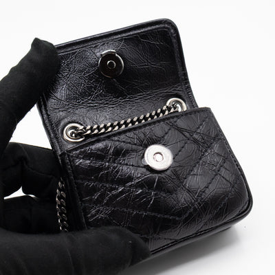 Niki Airpod Case Black Crinkled Leather