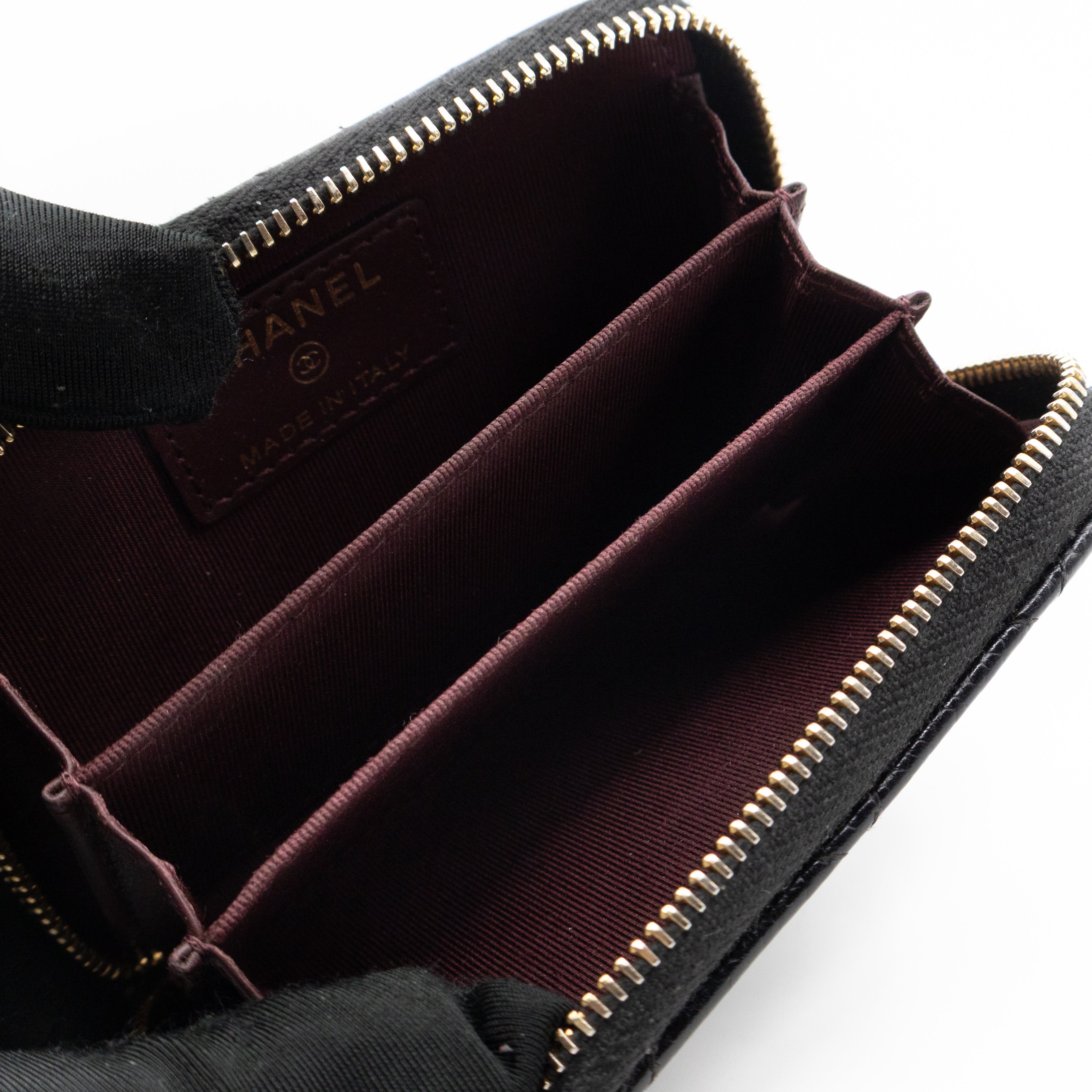 Zip Around Coin Purse Black Caviar Leather