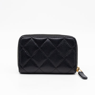 Zip Around Coin Purse Black Caviar Leather