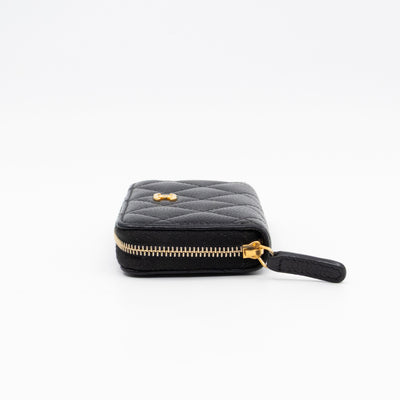 Zip Around Coin Purse Black Caviar Leather