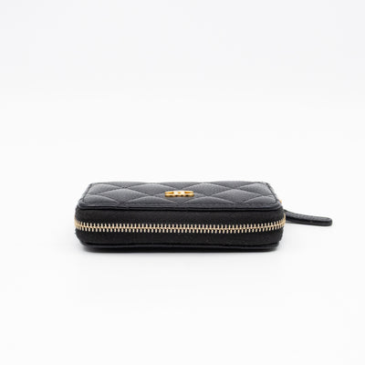 Zip Around Coin Purse Black Caviar Leather