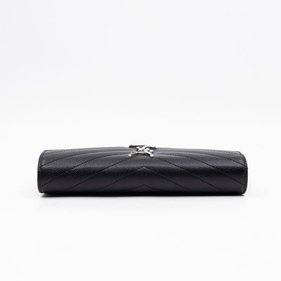 Cassandre Envelope Flap Wallet Black Grained Leather