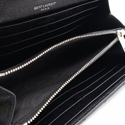 Cassandre Envelope Flap Wallet Black Grained Leather