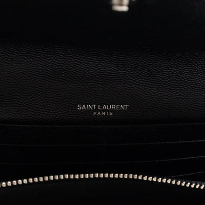 Cassandre Envelope Flap Wallet Black Grained Leather