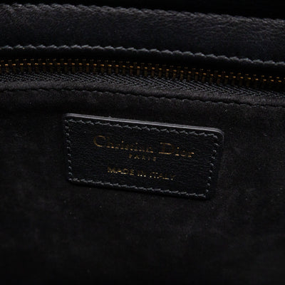 Lady Dior Medium Embellished Beads Cannage Black Leather