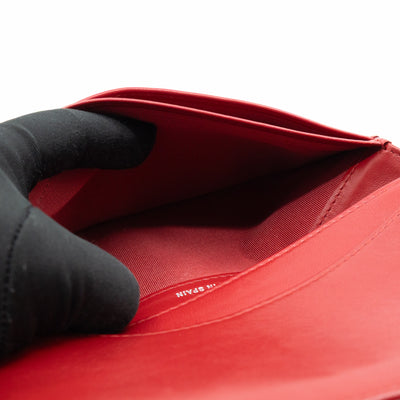 Classic Long Wallet Red Lambskin Leather