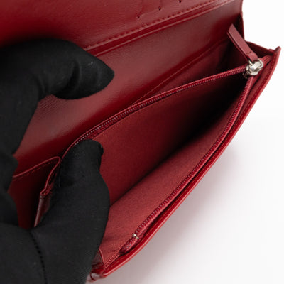 Classic Long Wallet Red Lambskin Leather