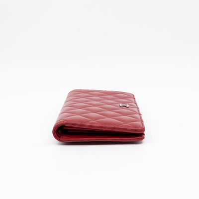 Classic Long Wallet Red Lambskin Leather