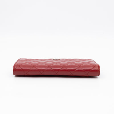 Classic Long Wallet Red Lambskin Leather