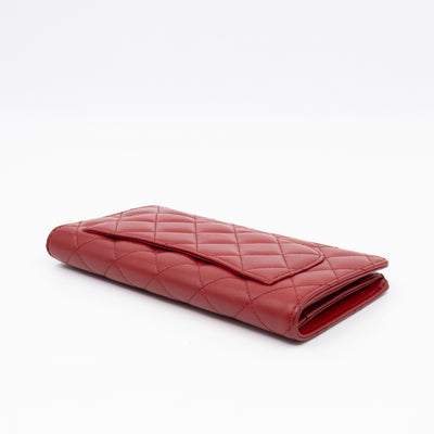Classic Long Wallet Red Lambskin Leather